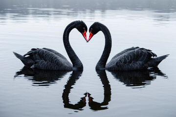 Celestial Kiss: Swans Aligning in Romantic Geometry