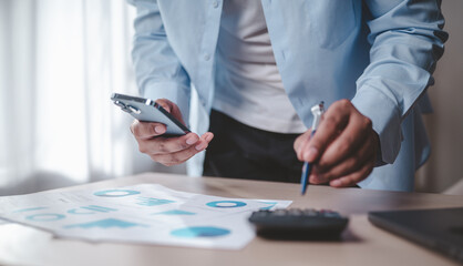 business, chart, pie, graph, investment, finance, diagram, pie chart, financial, growth. businessman reviewing financial reports and analyzing investment charts at workplace for find mistake.