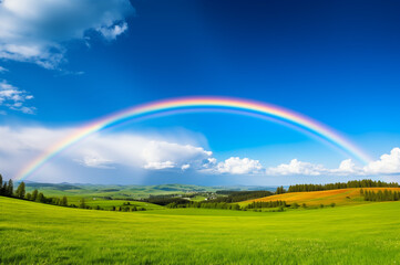 雨上がりの空に架かる大きな虹