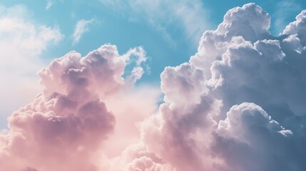 white-blue and pale pink clouds - obrazy, fototapety, plakaty