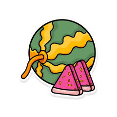 watermelon cartoon doodle art. hand draw illustration