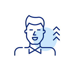 Job candidate developing new skills. Work promotion. Pixel perfect, editable stroke icon