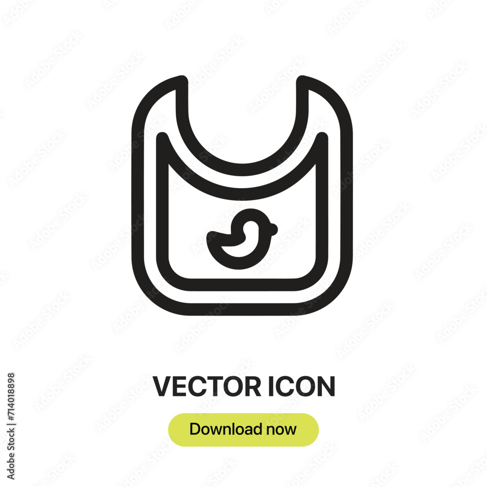 Poster bib icon vector. linear-style sign for mobile concept and web design. bib symbol illustration. pixel