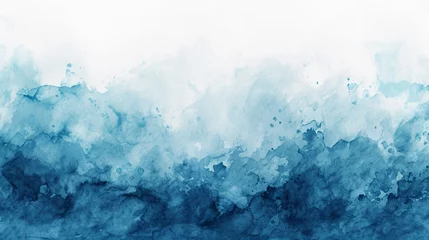 Fototapeten Watercolor background in blue and white painting with gradient painted texture and grunge in abstract design, pastel blue green backgrounds or paper banner © Alizeh