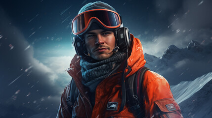 snowboarder in the mountains,generate ai	