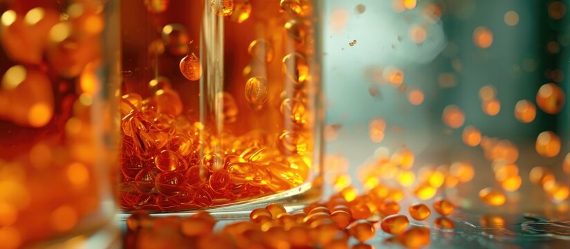 Seeds in glass, orange.
