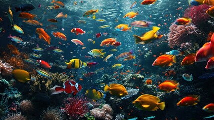 In the depths of the ocean, you'll find a multitude of fish - different colors, sizes, and species, creating a rich tapestry of marine life