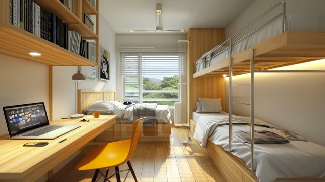 Student dormitory with bright and simple rooms