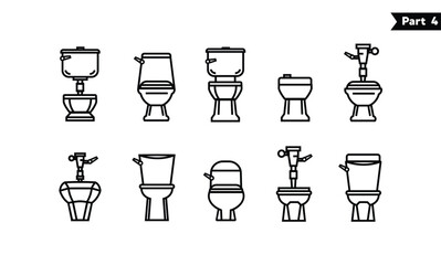 Toilet icon line bowl sanitaryware vector bathroom front view