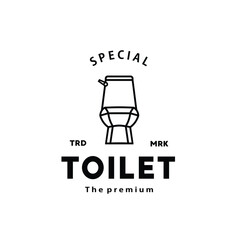 Toilet line hipster logo bowl sanitaryware vector bathroom. Bidet toilet line icon interior