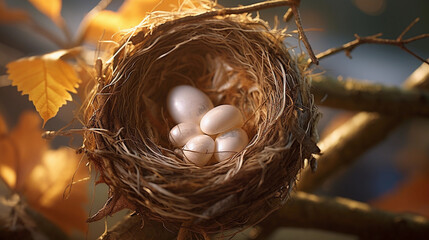 Spring Birds Nest - obrazy, fototapety, plakaty