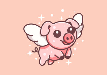 Flying pig mascot logo