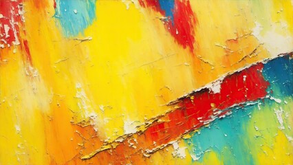 abstract rough Yellow and multicolored oil brushstroke painting texture background