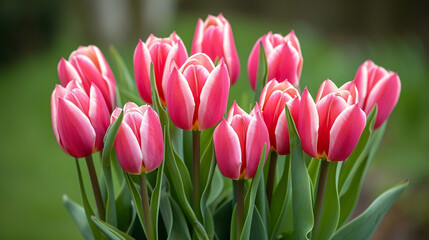 pink and white tulips