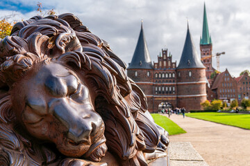 Bronze Lion in front of the 