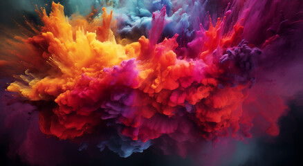 Obraz na płótnie Canvas colorful rainbow smoke explosion black background