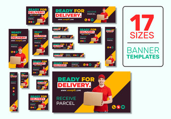 Delivery Service Web Banner Ads Set