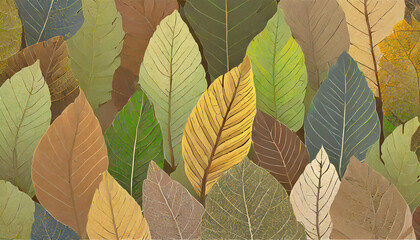 Autumn leaves illustration pattern. Generative AI