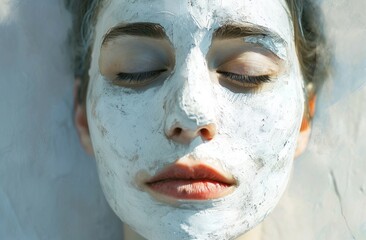 a woman with a facial mask on her face