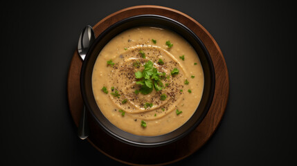A mouth-watering bowl of creamy lentil soup, a staple dish for breaking fast during Ramadhan