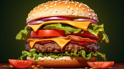 hamburger on a black background,generate ai	