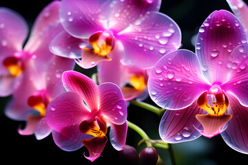 flower background - fresh orchid flowers with water drops hd background - macro photography