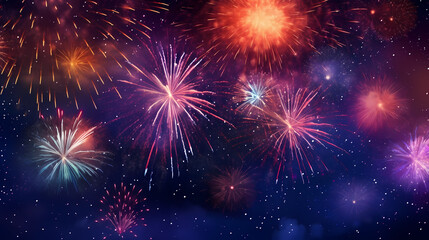 Fototapeta premium Beautiful creative holiday background with fireworks and sparkles