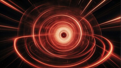 Obraz premium Spinning vortex of red light streaks and particles from Generative AI