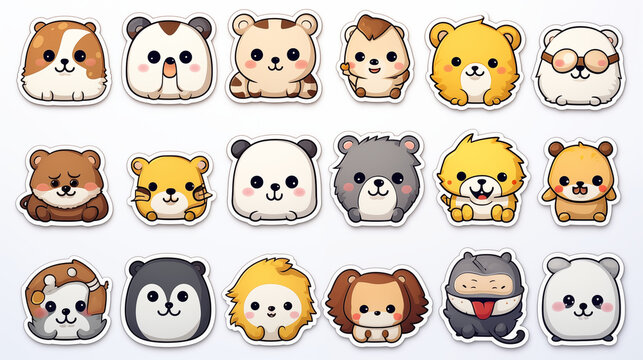 Adorable Collection of Cute Cartoon Animal Stickers
