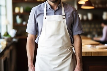 white apron mockup. a chef wearing an plain white apron