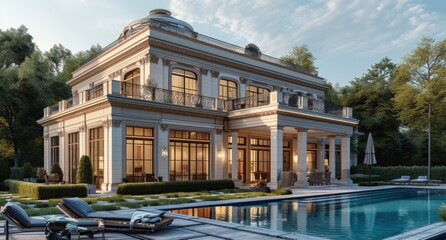 Fototapeta premium a modern and luxurious pool home