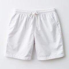 plain white drawstring shorts mockup on white background