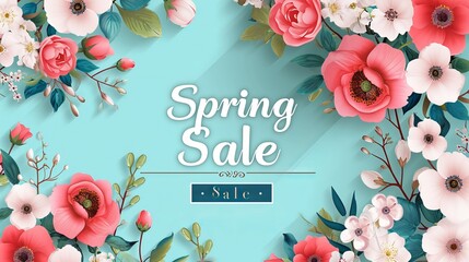 Lovely flower-themed spring sale template. Vector illustration