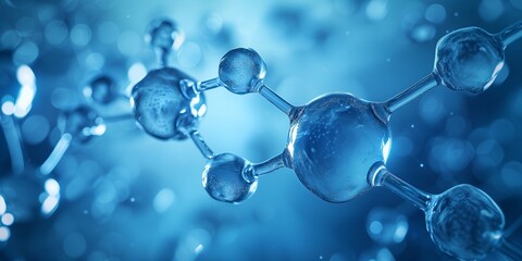 3d illustration of molecules on blue background. Science and medical background