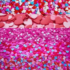Valentines day composition with colorful heart confettis