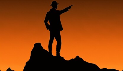 A realistic silhouette of a man on the top