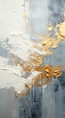 Abstract background in the style of textured painting with bold blue and gold brushstrokes on canvas. Artwork style oil or acrylic smears. Contemporary trendy design, interiors picture, header, cover