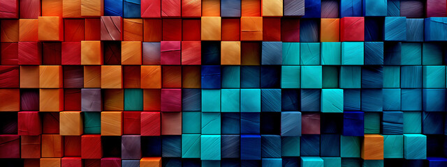Fototapeta premium Abstract Colorful Background Made of Colored Wooden Cubes