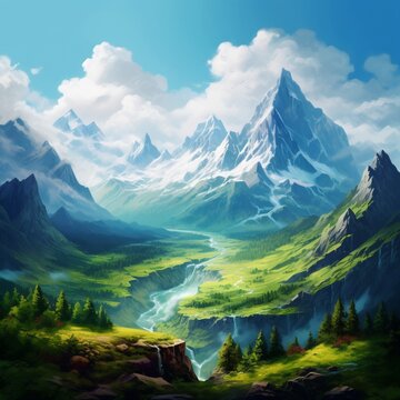 Nice view mountains surrounded image Generative AI