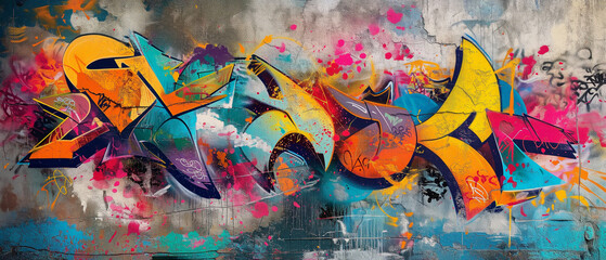 Colorful artistic graffiti wall abstract background created with Generative AI.