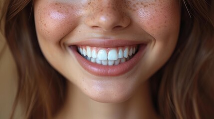 Close-Up Shot of a Young Woman Flaunting her Bright Teeth and Lustrous Lipstick