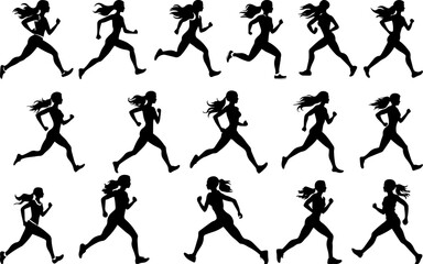 silhouettes of RUNNING girls