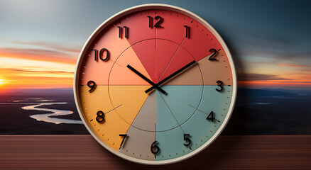 Beautiful design of eye-catching wall clock on the wall of a room