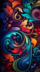 Wallpaper art Explosions vibrant multicolored smoke create an otherworldly spectacle, smoke neon colorful swirling vibrant liquid colors twirling against inky darkness the background Generative Ai