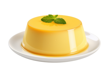 Custard Pudding Isolated on transparent background. Generative AI
