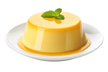 Custard Pudding Isolated on transparent background. Generative AI