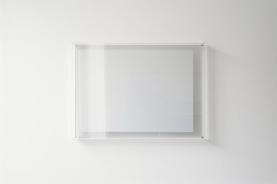 Mockup horizontal glass poster frame close up, 3d render