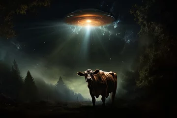 Foto auf Acrylglas UFO over Cow © Garrett
