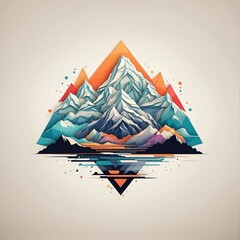 geometric mountain abstract, high quality, logo, 4k, very detail, vector, awesome