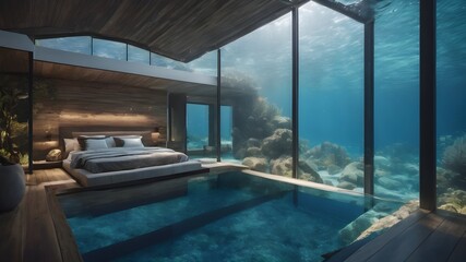 Obraz premium Home in Underwater Background Very cool